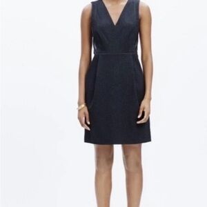 Madewell Sz 0 Leather Inset Ponte Black Sleeveless Dress Anthropologie $298